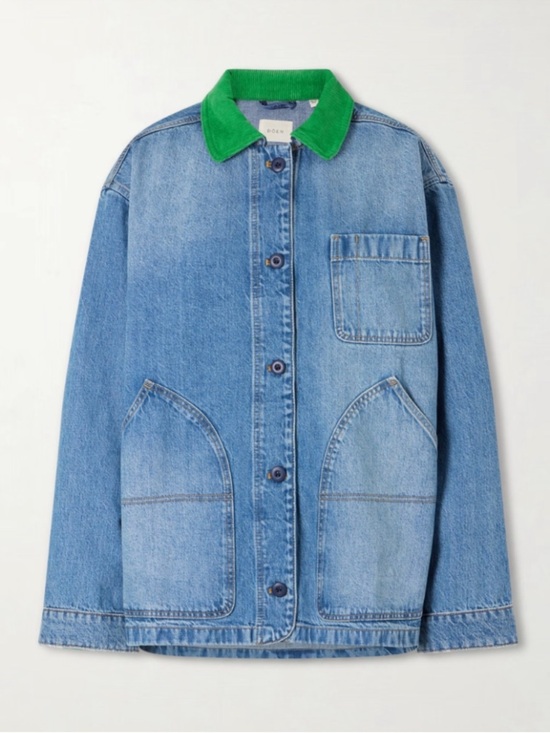 Doen Jackets & Blazers - DOEN Pascual Blue Denim Jacket with Green Collar
